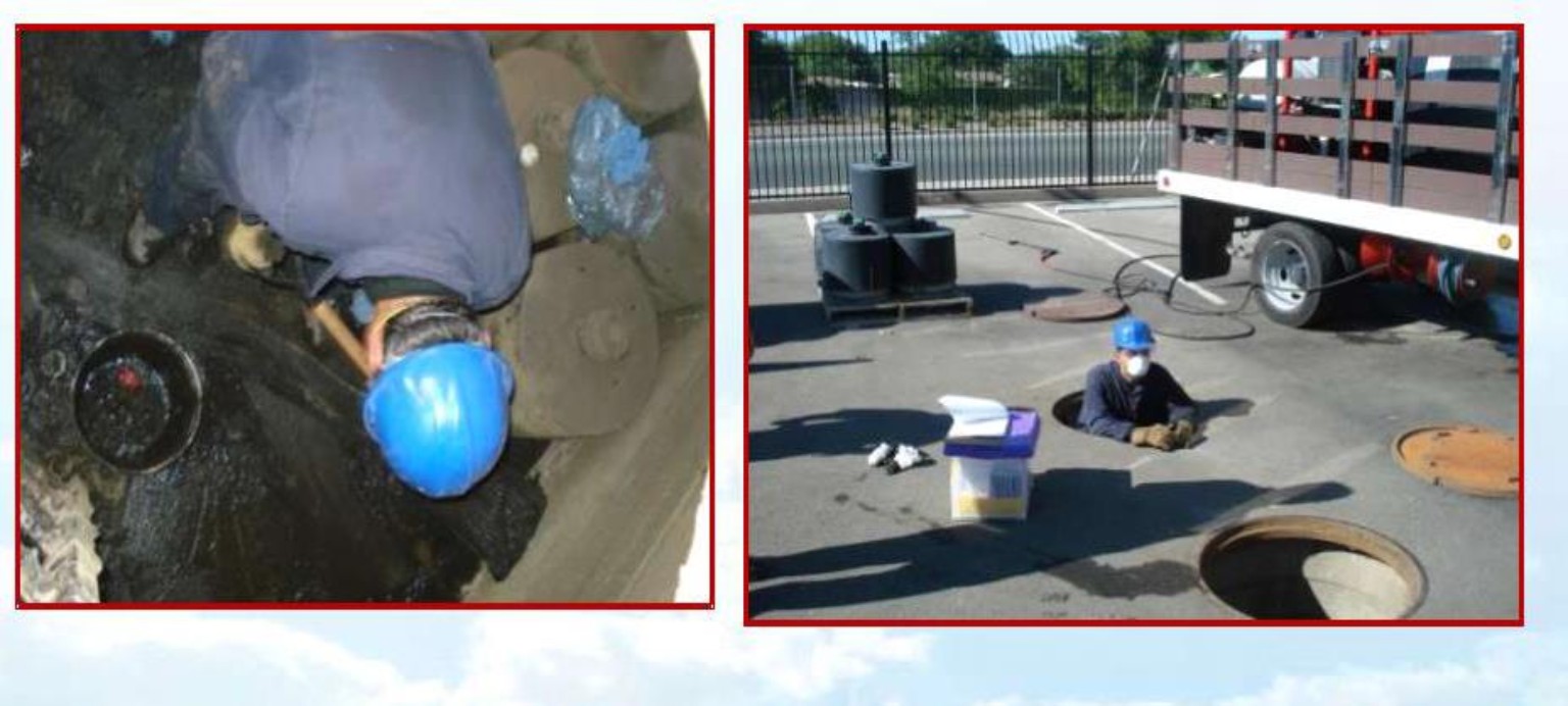 Confined-space or underground inspection work in progress.